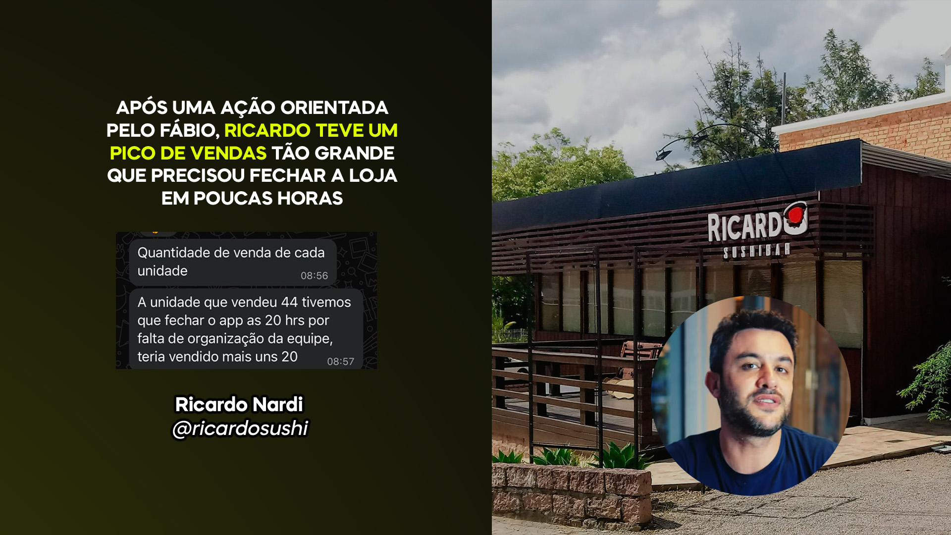 Ricardo Nardi - Pico de vendas após ação orientada pelo Fábio - @ricardosushi